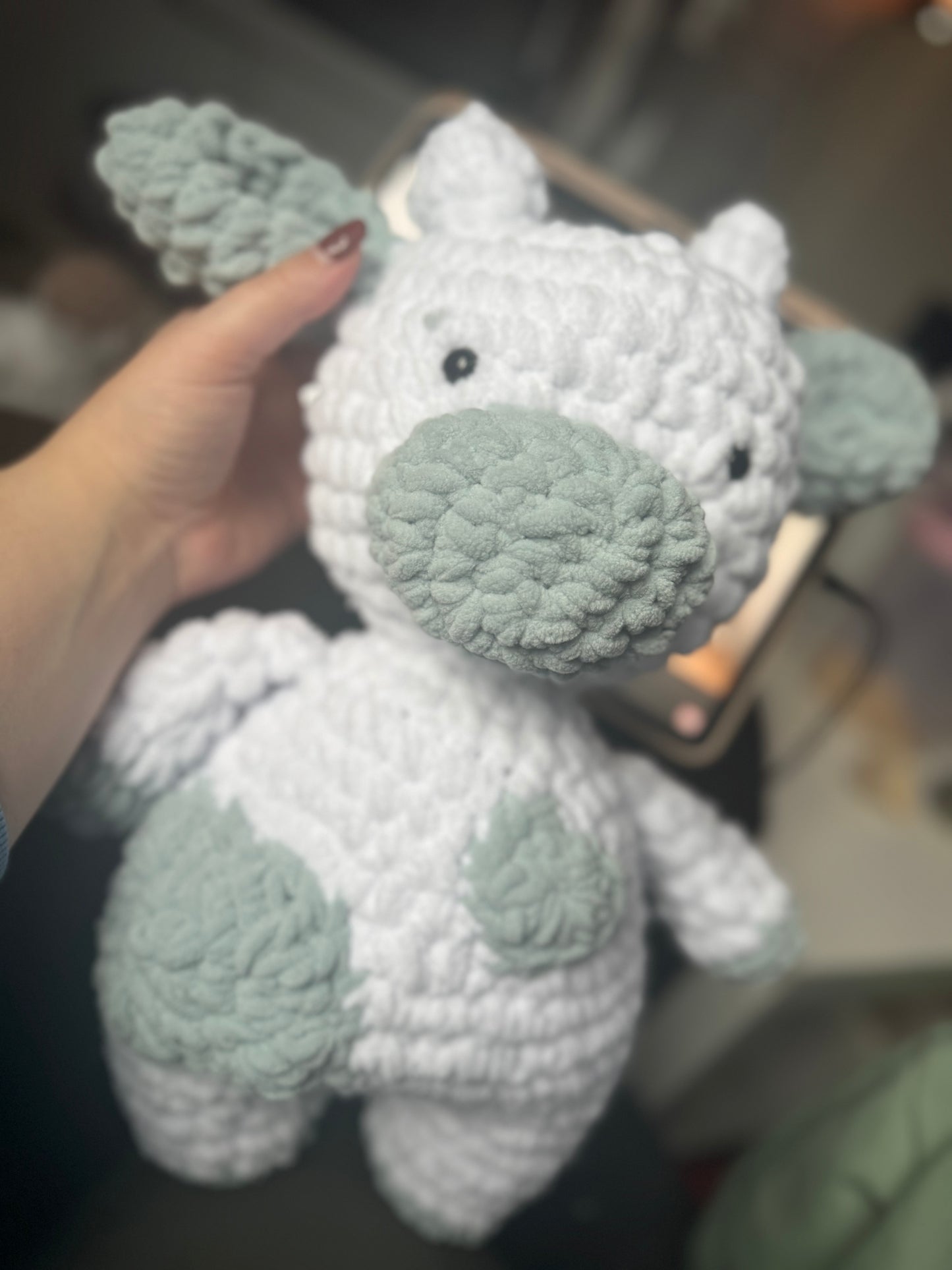 Mint cow crocheted