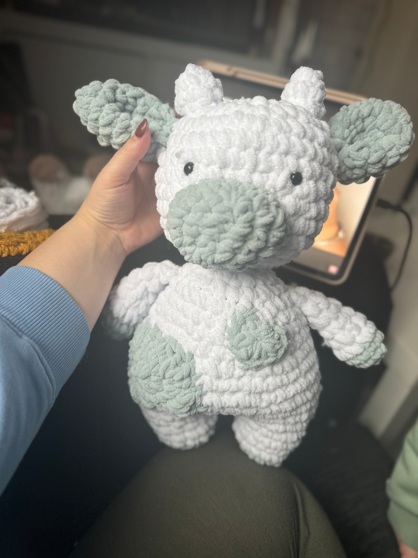 Mint cow crocheted